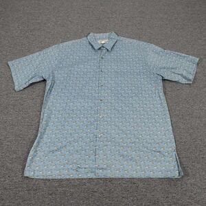 Vintage Tori Richard Shirt Mens Large Blue Hawaiian Short Sleeve Button Up USA
